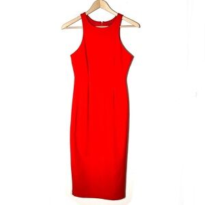 Metaphor red sleeveless midi sheath dress size extra small XS B175